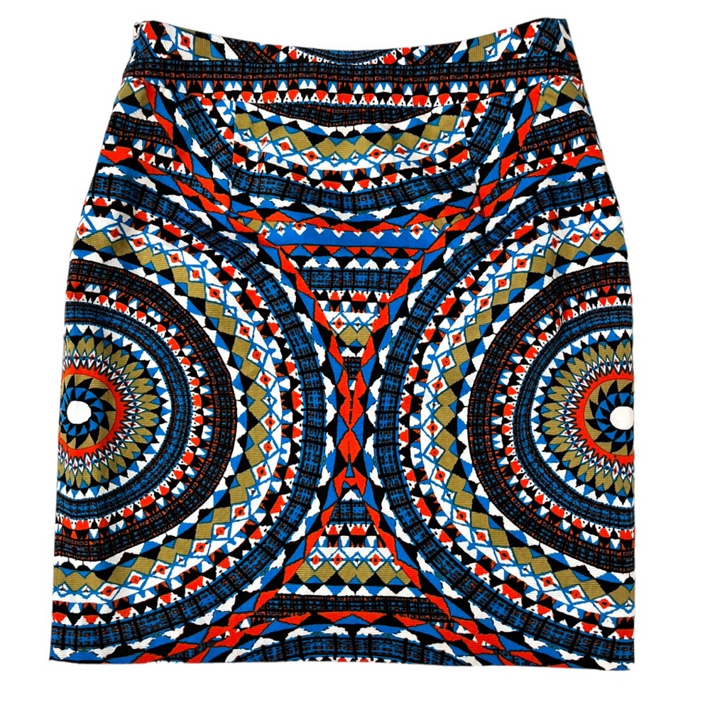 Tabitha Anthropologie Womens Pencil Skirt 6 Multicolor Aztec Print Lined Cotton
